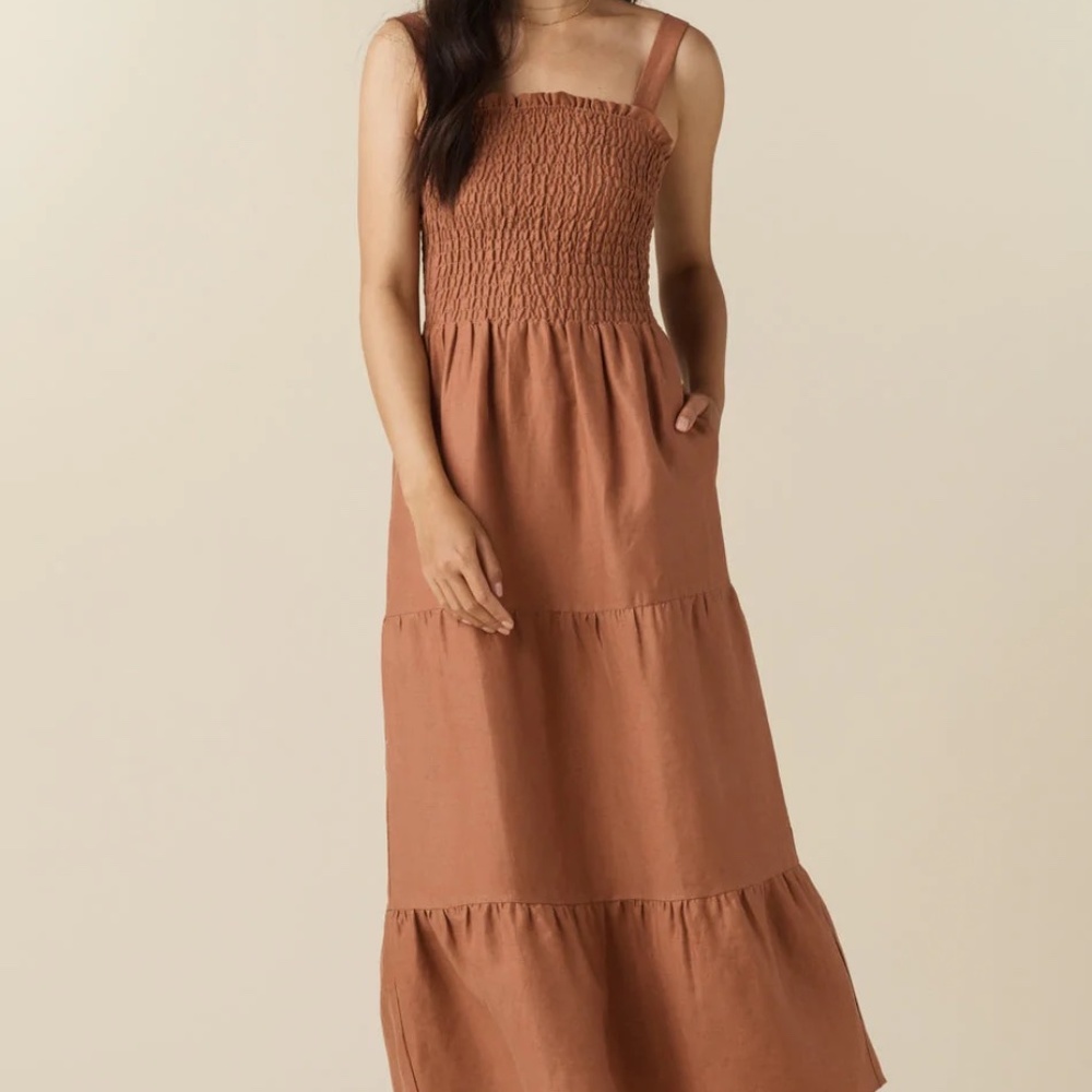 The Smocked Tiered Dress-Clay Large